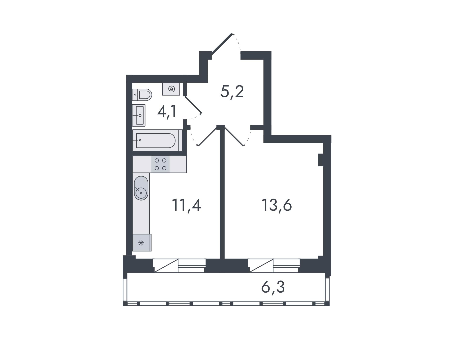 планировка квартиры 41 м2